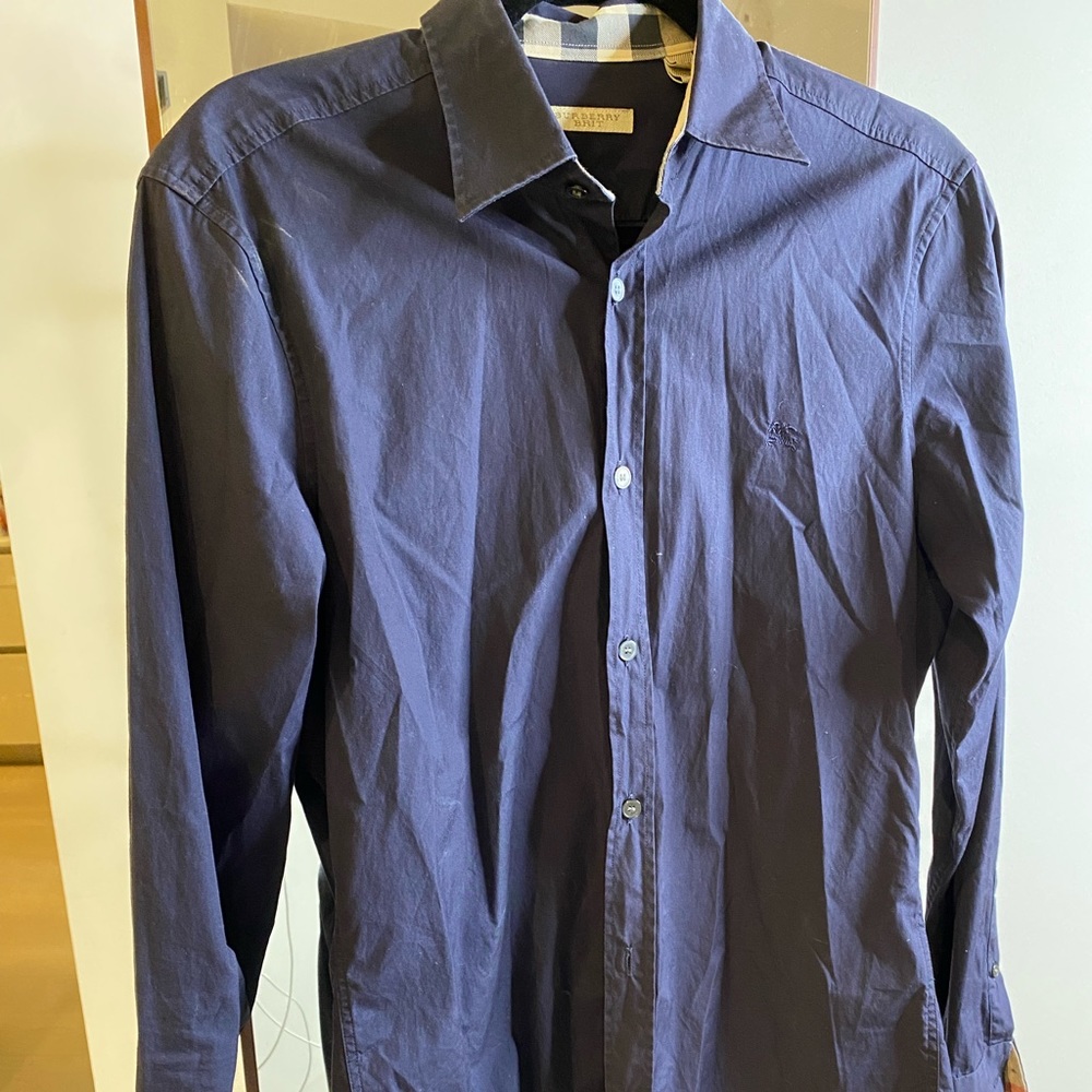 Navy Burberry Brit Button Down